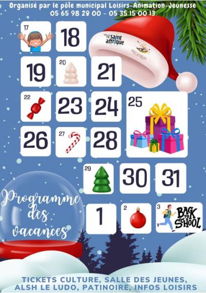 ALSH LE LUDO  : programme des vacances de Noël 2022