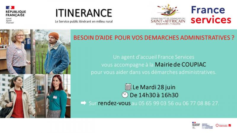 Mardi 28 juin : France Service propose une permanence à Coupiac