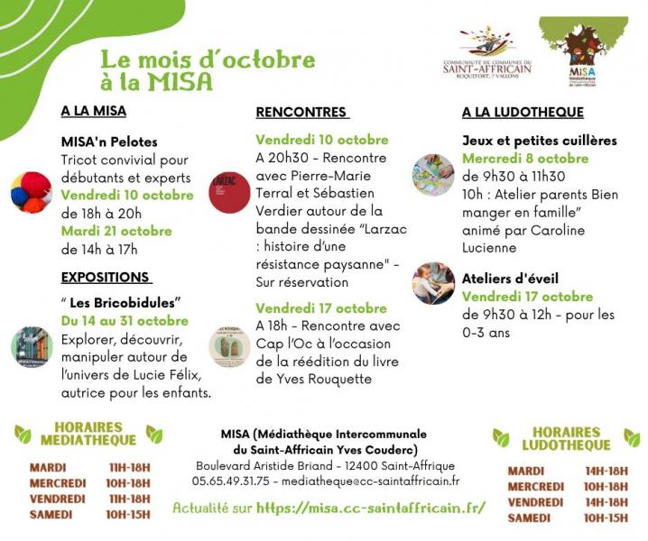 Misa : les animations d'octobre
