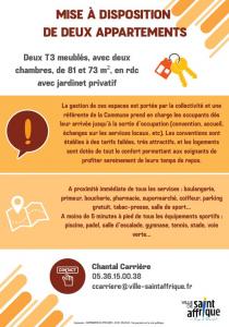 Descriptif des deux logements T3 avec jardinet prévus pour accueillir des médecins juniors, internes, remplaçants.