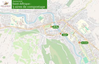Carte des aires de compostage à Saint-Affrique.